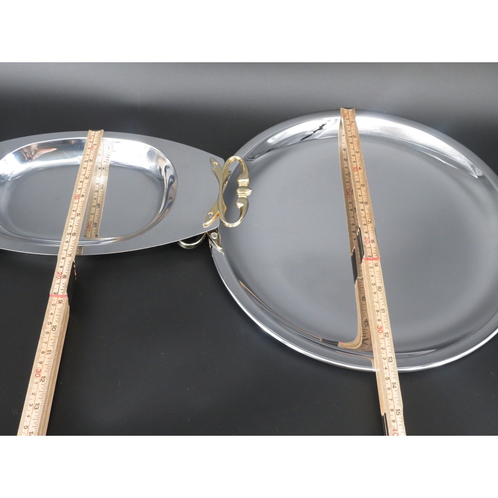 Kromex Serving Tray Set Platter Relish Dish with Glass Insert Retro VTG Dining - Picture 6 of 7